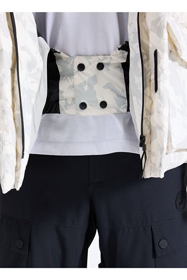 D5WM-MNT3992 Gri Relaxed Baskılı Erkek Kayak Montu