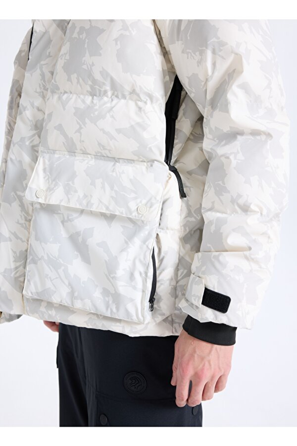 D5WM-MNT3992 Gri Relaxed Baskılı Erkek Kayak Montu