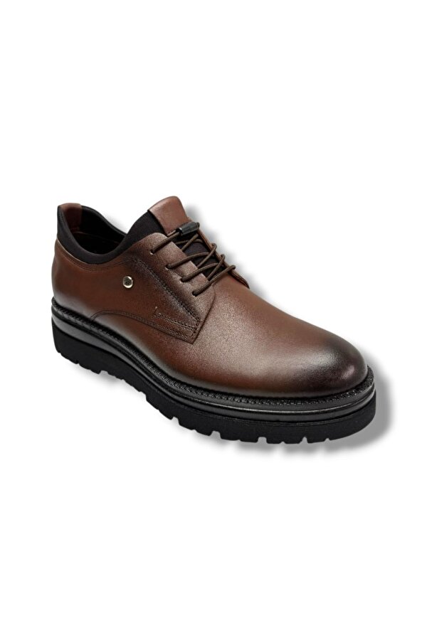 K1273-26 Hakiki Deri Lastik Bağcıklı Anatomik Erkek Ayakkabı