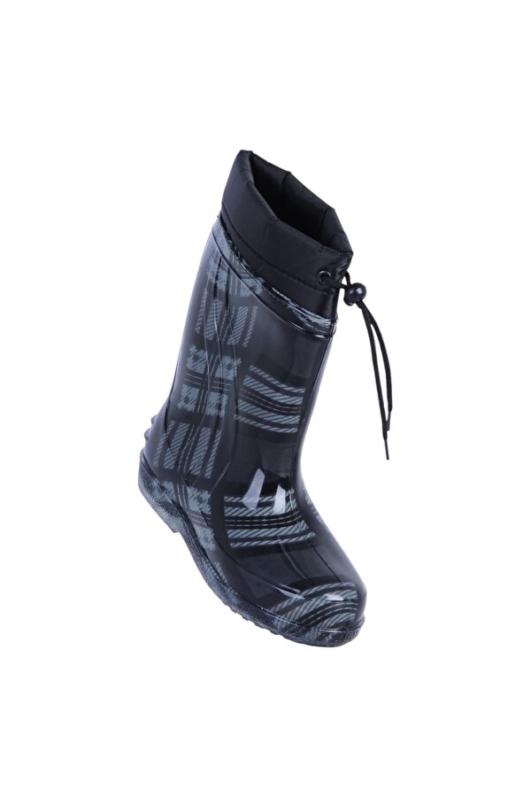 Skuaıter Siyah Ekose Termal Kürklü Erkek Çocuk Çizme Bot