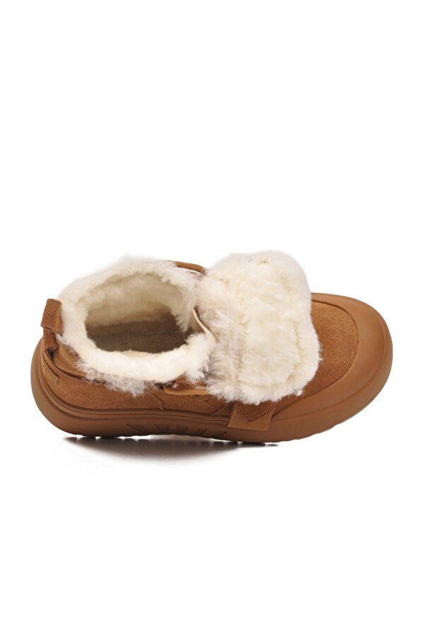 Kahve Süet İçi Kürklü Kadın Düz Bot