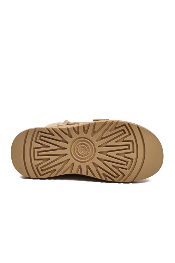 Bej Süet İçi Kürklü Kadın Düz Bot