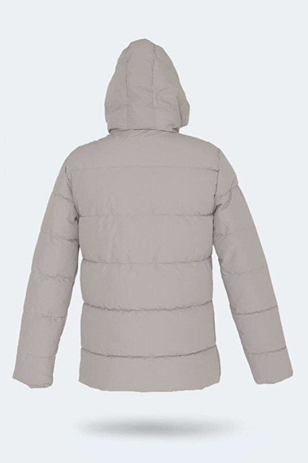 GAFAR Büyük Beden Erkek Kapüşonlu Şişme Bej Mont & Kaban