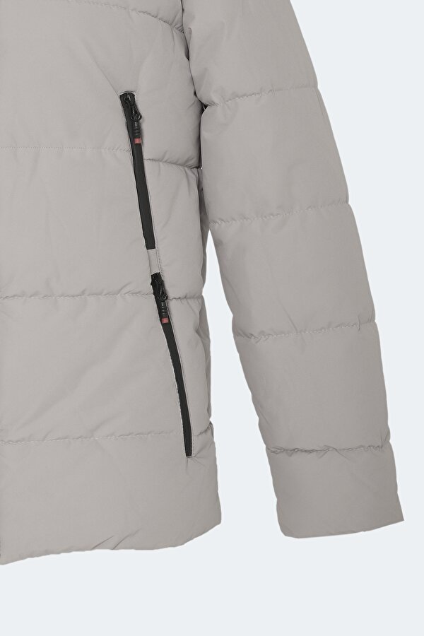 GAFAR Büyük Beden Erkek Kapüşonlu Şişme Bej Mont & Kaban