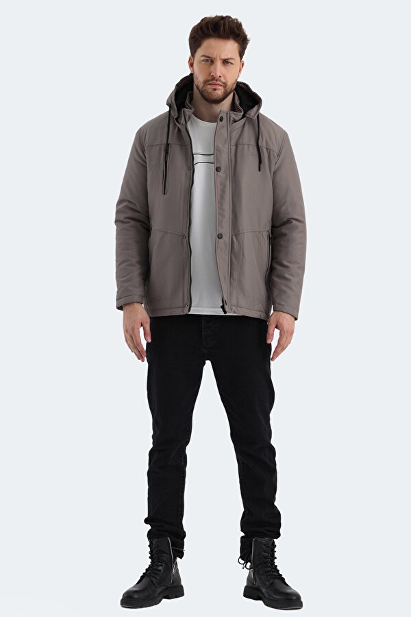 HEAVEN Erkek Kapüşonlu Bej Mont & Kaban