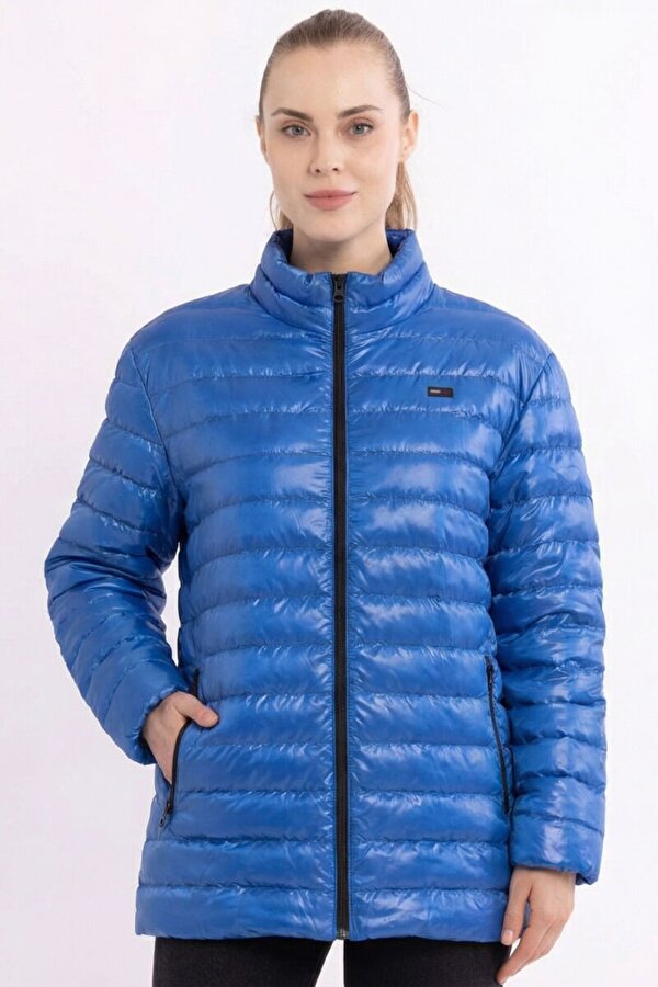 İçi Astarlı Cepli Jel Elyaf Su ve Rüzgar Geçirmez Şişme Kışlık Kadın Mont