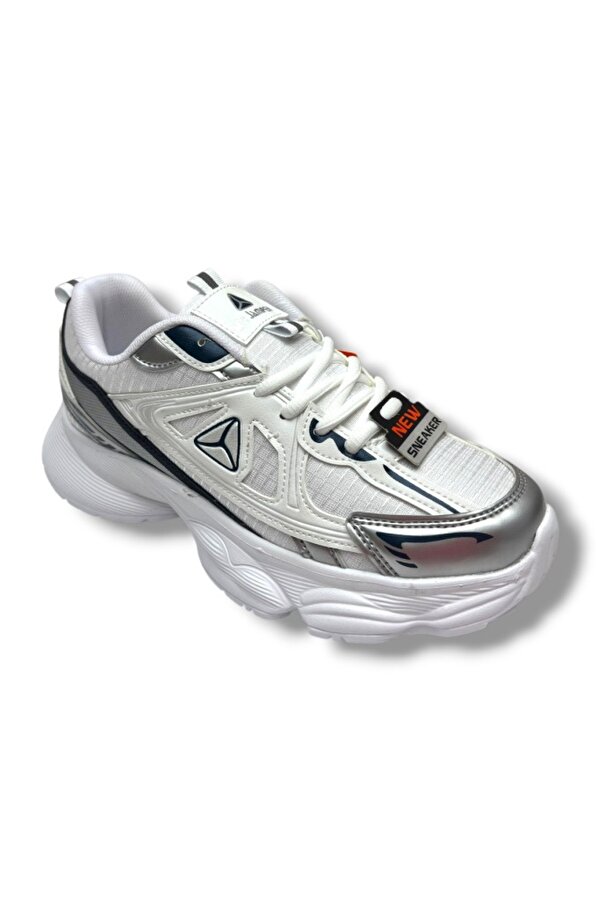 2411-26 Cilt Deri Anorak Anatomik Sneaker Beyaz Gümüş 36-40