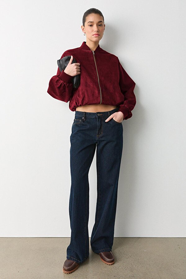 Bordo Astarlı Kadın Bomber Ceket MG2545