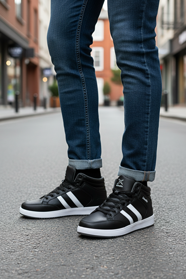 KORT PU HI 5PR Siyah Erkek High Sneaker