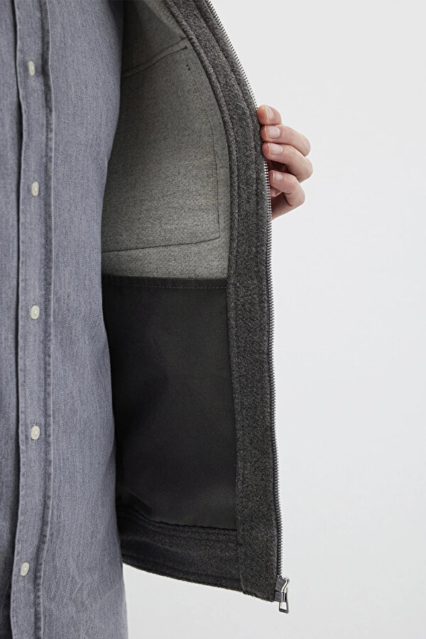 Erkek Yün Karışımlı Gömlek M0211804 Koyu Gri