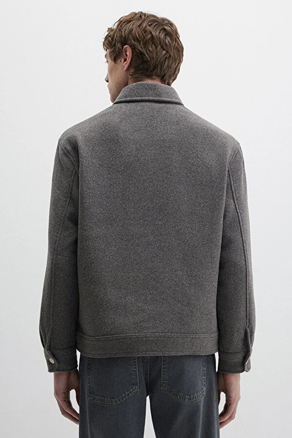 Erkek Yün Karışımlı Gömlek M0211804 Koyu Gri