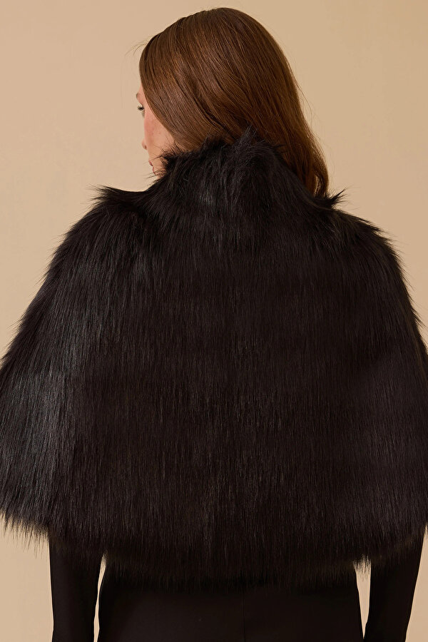 Kadın Dik Yaka Suni Kürk 8001 Siyah