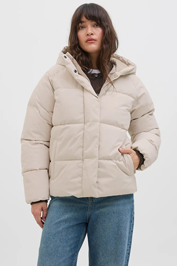 Kadın Jxglobal Kapüşonlu Şişme Mont 12283784 Ekru