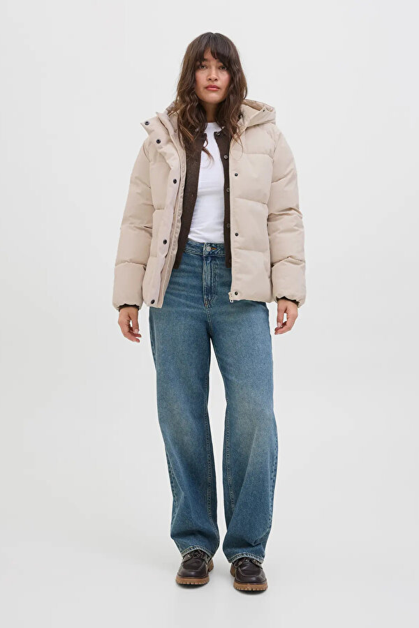 Kadın Jxglobal Kapüşonlu Şişme Mont 12283784 Ekru