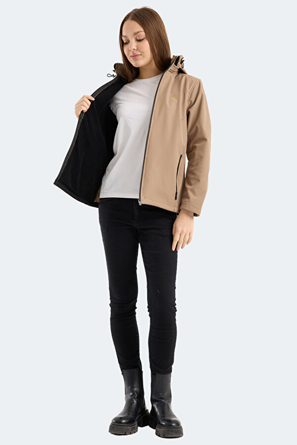 HEAT CONTROL Kadın Çıkarılabilir Kapüşonlu Bej Mont & Kaban