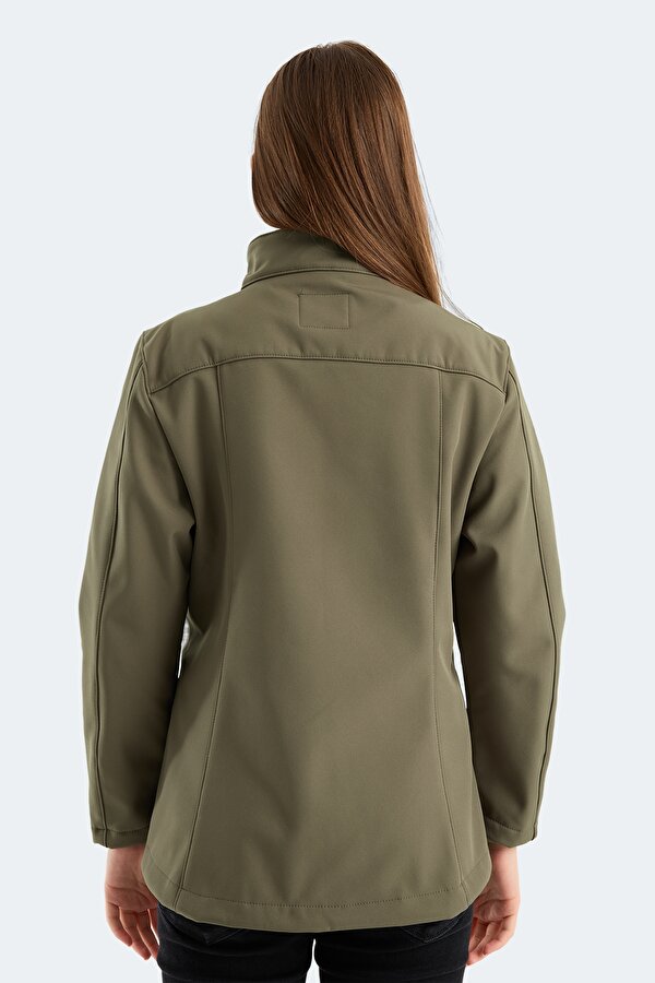 HIP STYLE Kadın Dik Yaka Fermuarlı Haki Mont & Kaban