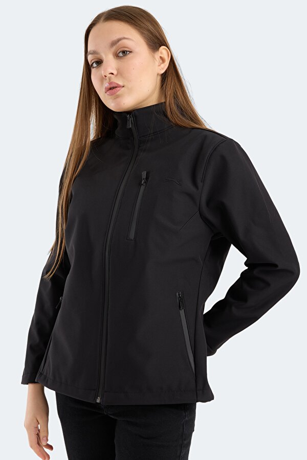 HIP STYLE Kadın Dik Yaka Fermuarlı Siyah Mont & Kaban