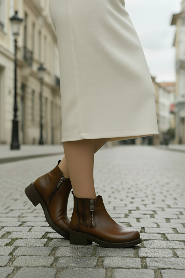 24K-855 5PR Taba Kadın Düz Bot