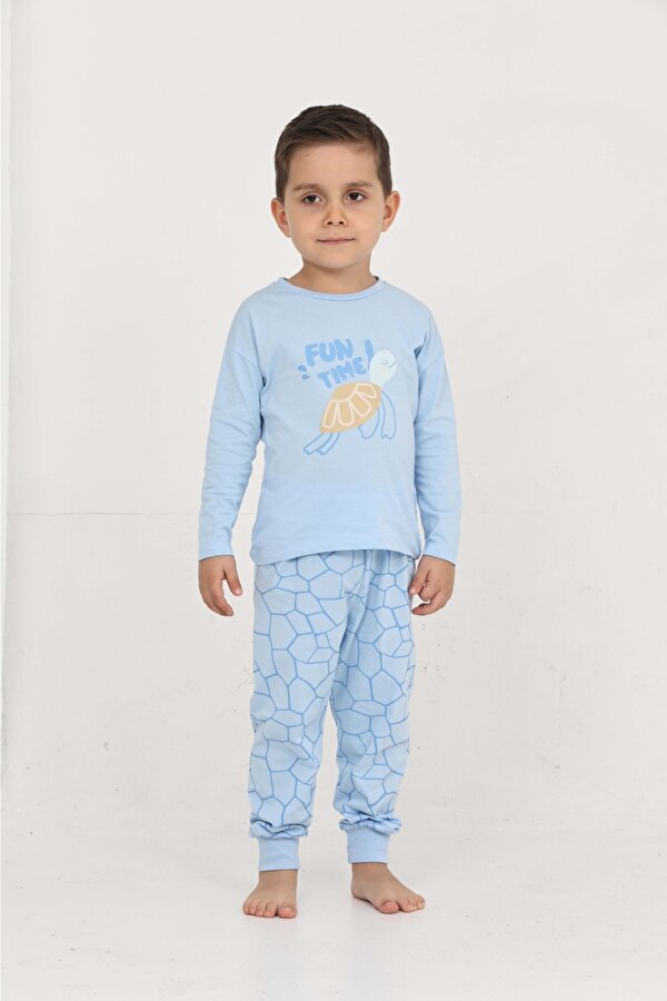 Toontoy Erkek Çocuk Kaplumbağa Baskılı Pijama Takım