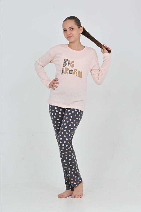 Toontoy Kız Çocuk Big Dream Baskılı Pijama Takım