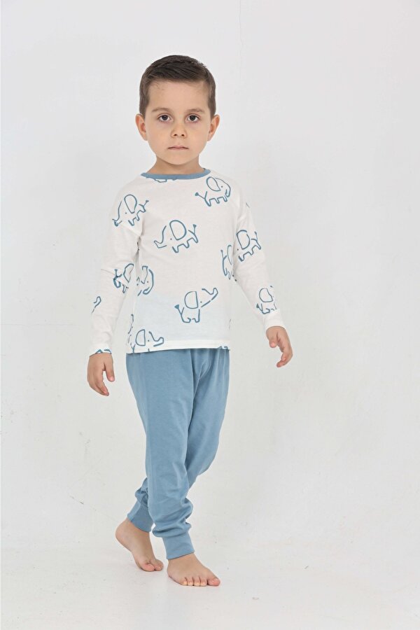 Toontoy Erkek Çocuk Fil Pano Baskılı Pijama Takım