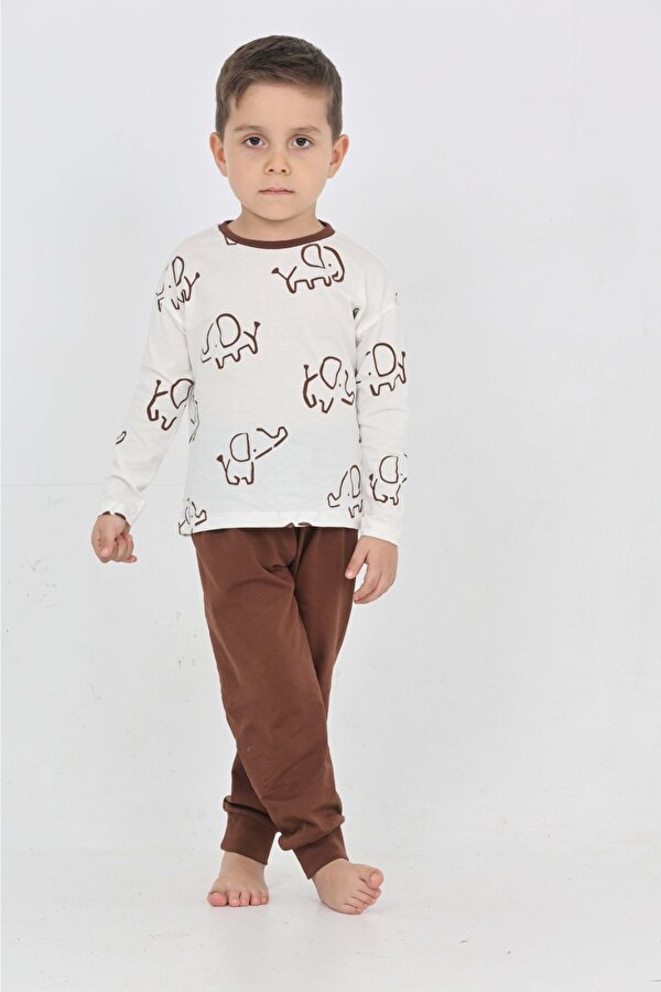 Toontoy Erkek Çocuk Fil Pano Baskılı Pijama Takım
