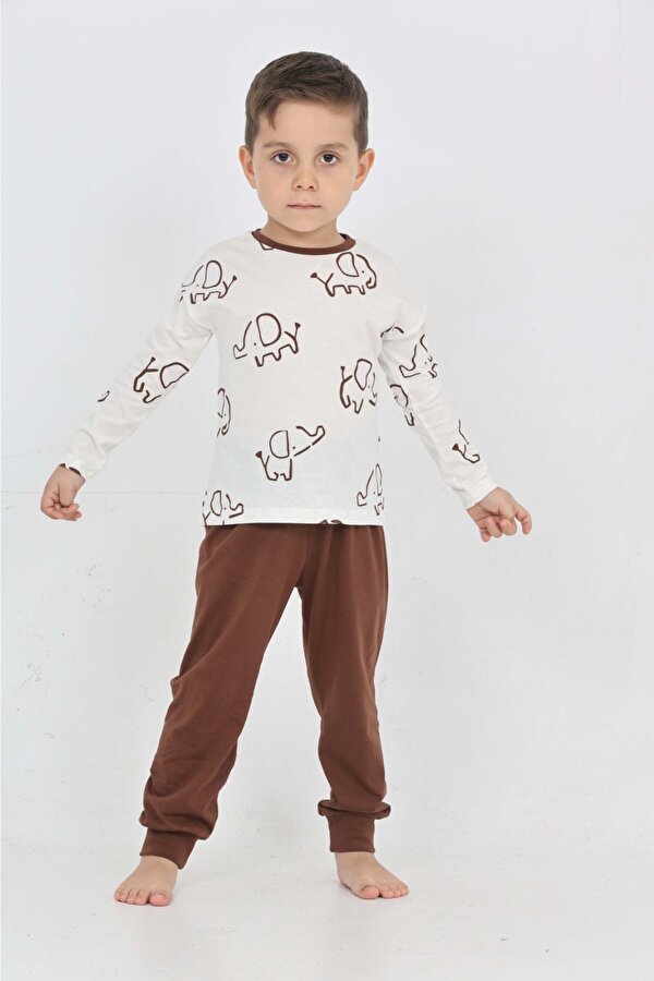 Toontoy Erkek Çocuk Fil Pano Baskılı Pijama Takım