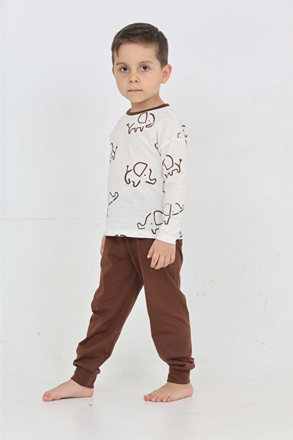 Toontoy Erkek Çocuk Fil Pano Baskılı Pijama Takım