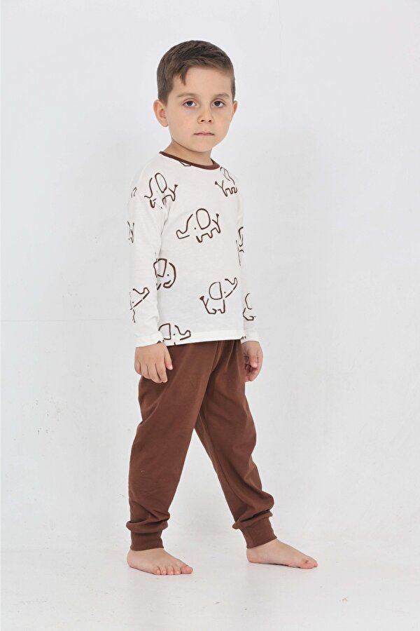 Toontoy Erkek Çocuk Fil Pano Baskılı Pijama Takım