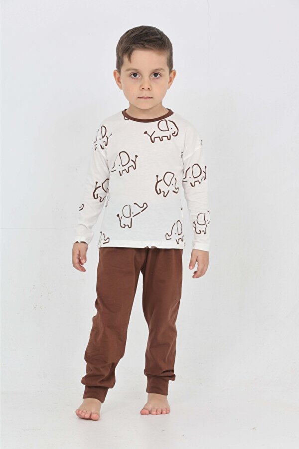 Toontoy Erkek Çocuk Fil Pano Baskılı Pijama Takım