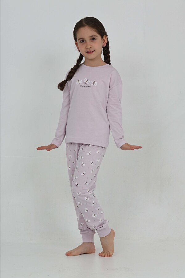 Toontoy Kız Çocuk Kelebek Baskılı Pijama Takım