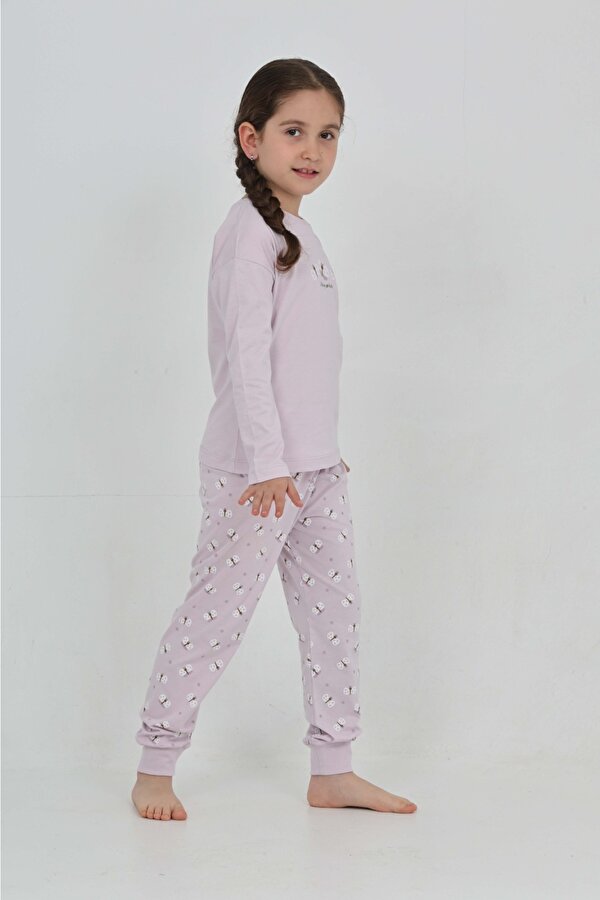 Toontoy Kız Çocuk Kelebek Baskılı Pijama Takım