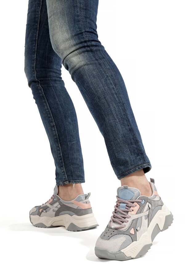 Gri Pembe Mavi Sneaker Kadın Günlük Spor Ayakkabı Muca