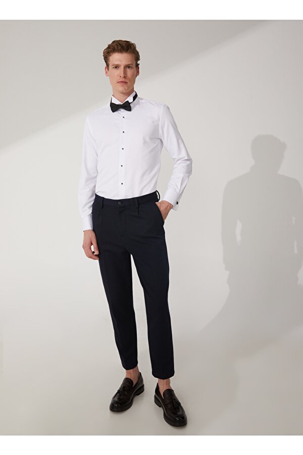 Basic Ata Yaka Düz Beyaz Erkek Gömlek AKIO ATA