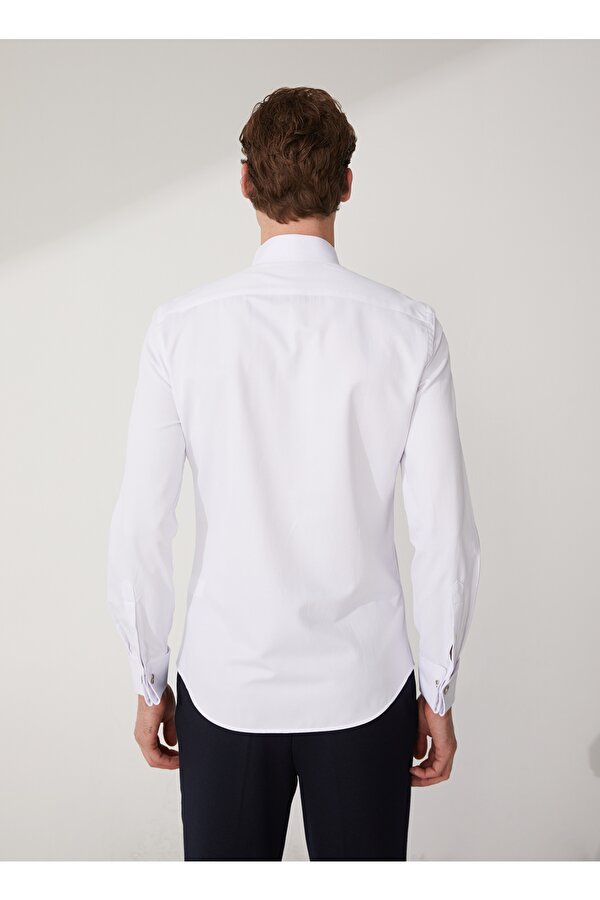 Basic Ata Yaka Düz Beyaz Erkek Gömlek AKIO ATA
