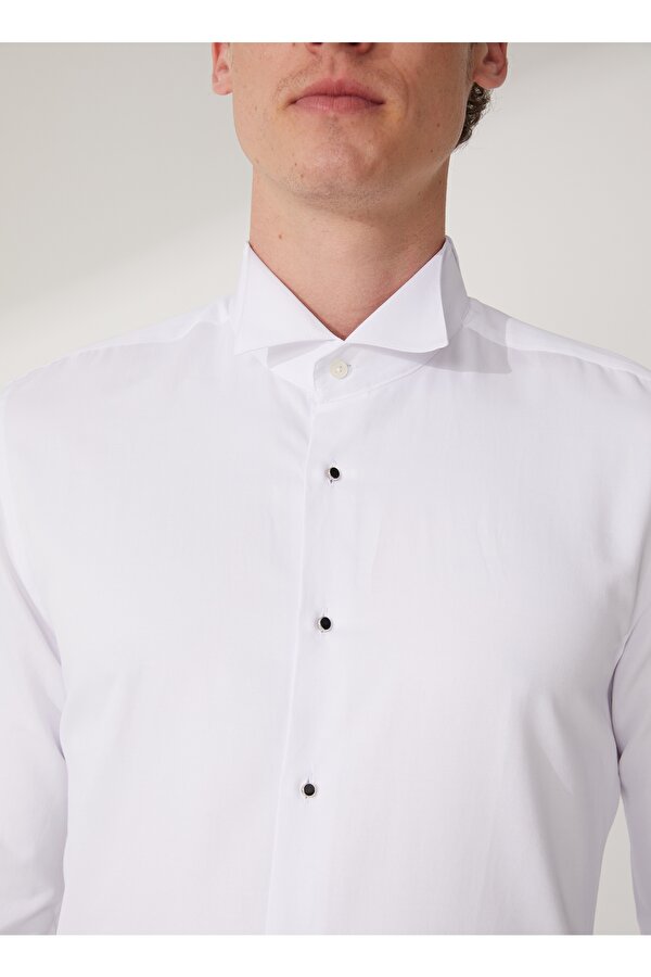 Basic Ata Yaka Düz Beyaz Erkek Gömlek AKIO ATA