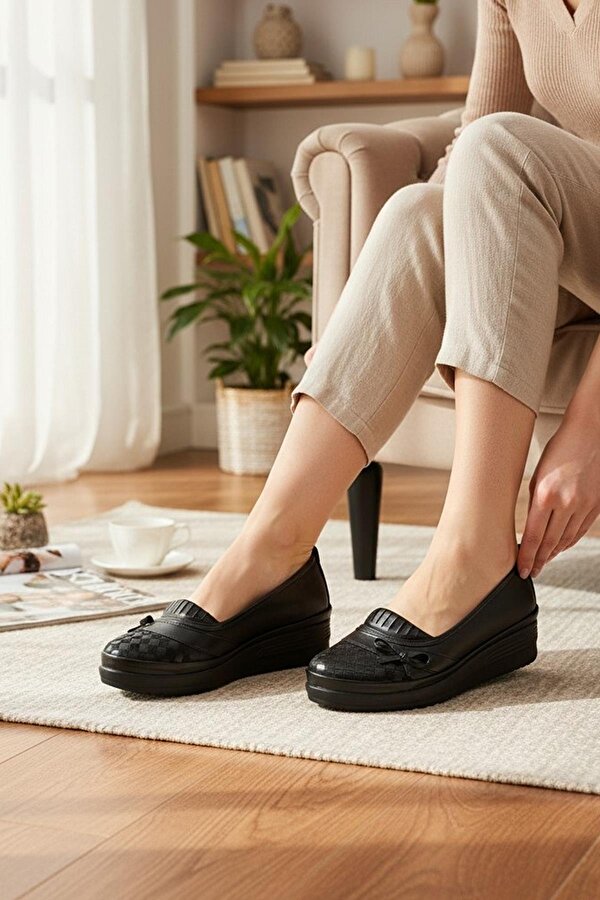 25-22 Ortopedik Taban Siyah Günlük Kadın Ayakkabı Casual Kadın Ayakkabı