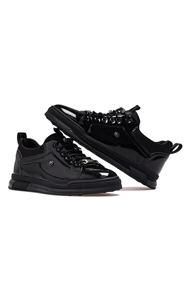 Erkek Deri Casual Günlük Ayakkabı 25k Mınsk M Siyah Rugan