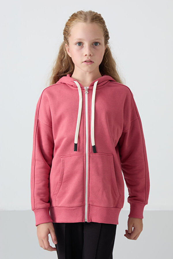 Fermuarlı Pamuklu 2li Paket Siyah-Yaban Gülü Kız Çocuk Sweatshirt - 75149