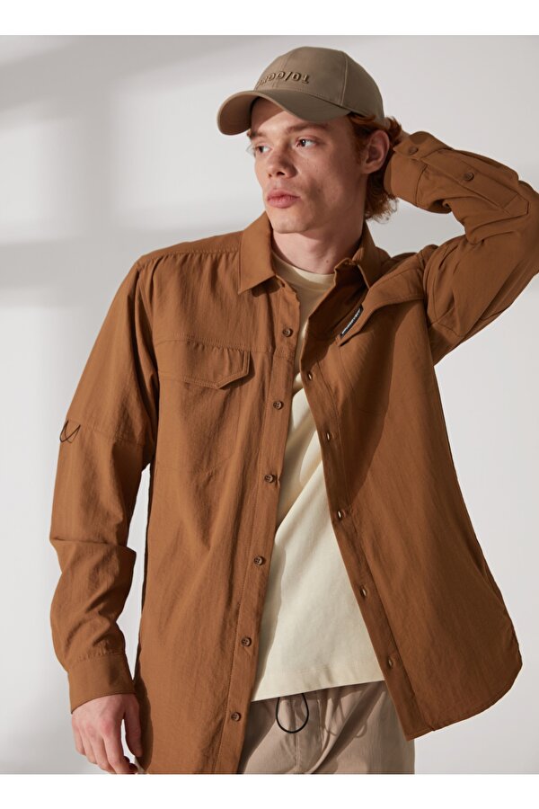 Relaxed SHAD Düz Deve Tüyü Erkek Gömlek