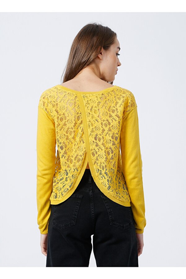 Bisiklet Yaka Basic Düz Sarı Kazak Kadın K-NILAY