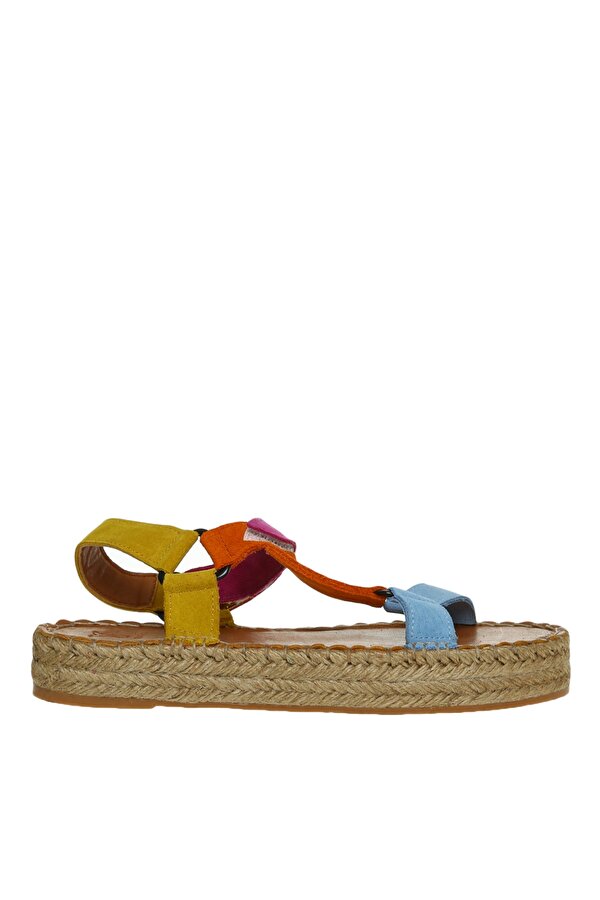 Deri Çok Renkli Kadın Sandalet HEMANT