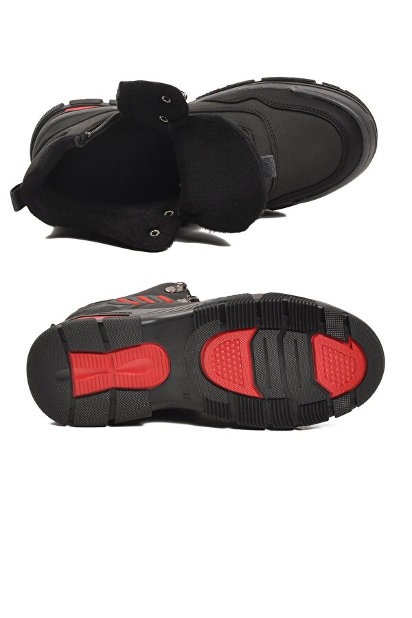 Siyah Kırmızı Kaymaz Taban Fermuarlı Unisex Outdoor Bot 444 G