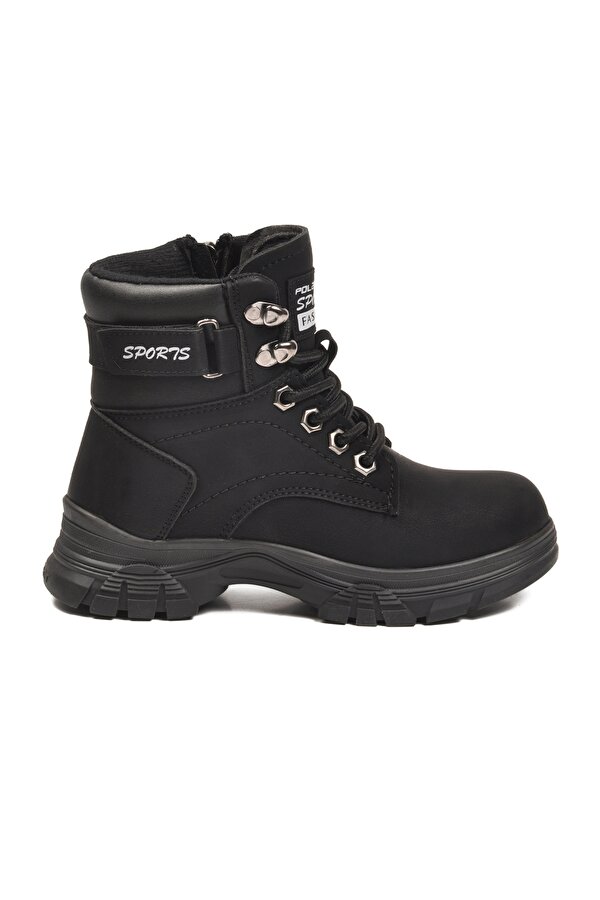 Siyah Zümrüt İçi Polarlı Kaymaz Taban Unisex Çocuk Bot 24035 F