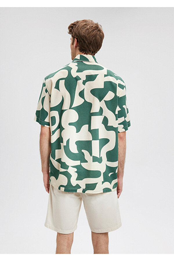 Baskılı Yeşil Gömlek Loose Fit / Bol Rahat Kesim 0210912-84660