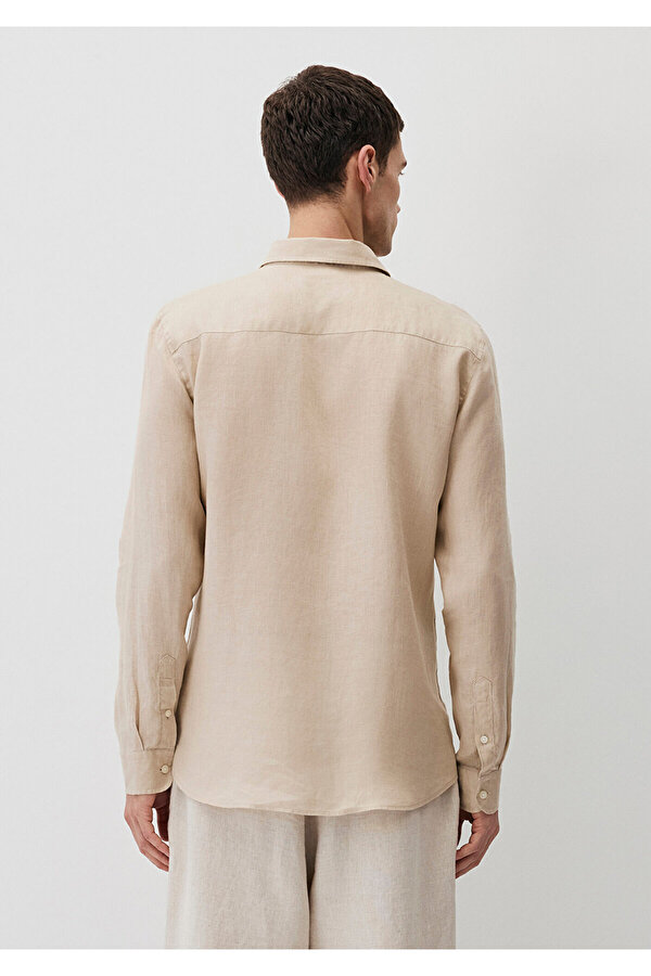 Bej Keten Gömlek Slim Fit / Dar Kesim 0211466-70004