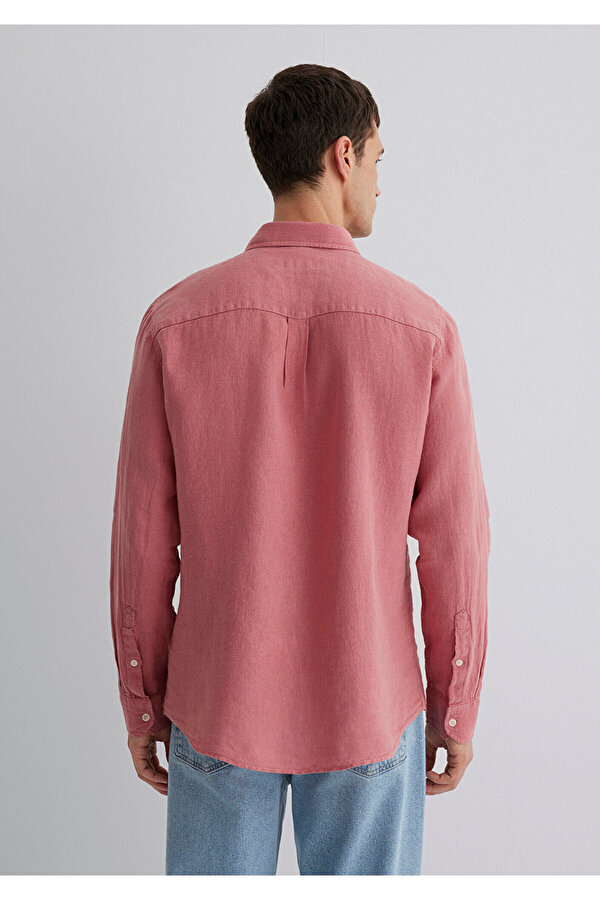 Pembe Keten Gömlek Regular Fit / Normal Kesim 0211472-71104