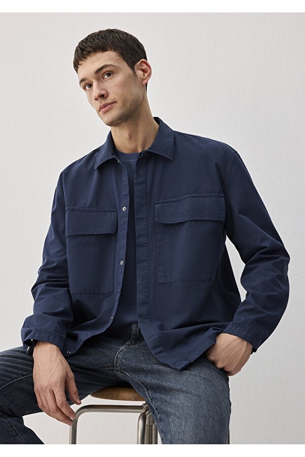 Lacivert Gömlek Loose Fit / Bol Rahat Kesim 0211076-70497