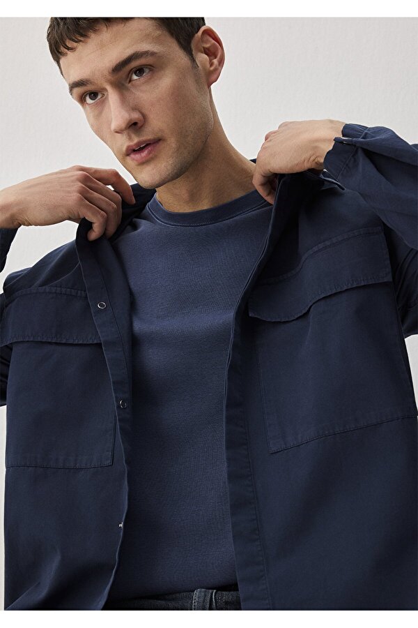 Lacivert Gömlek Loose Fit / Bol Rahat Kesim 0211076-70497