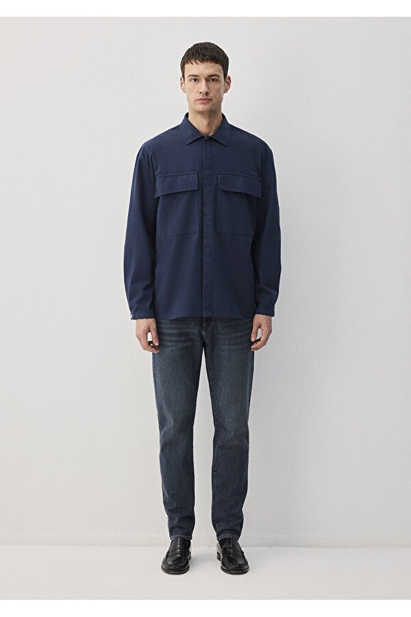 Lacivert Gömlek Loose Fit / Bol Rahat Kesim 0211076-70497